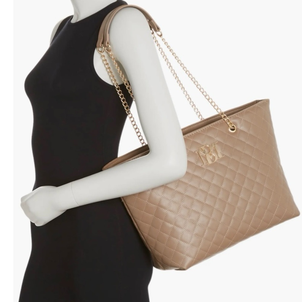 Chic Badgley Mischka Quilted Tan Tote Bag